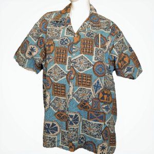 Go Barefoot Tapas XL Hawaiian Shield Shirt Aloha
